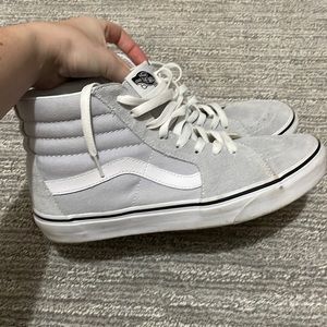 bluish gray high top vans